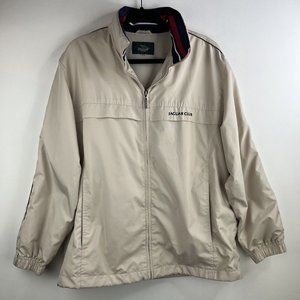 Jaguar Club Vintage Windbreaker Jacket Mens Sz Large Beige Hide Away Hoodie